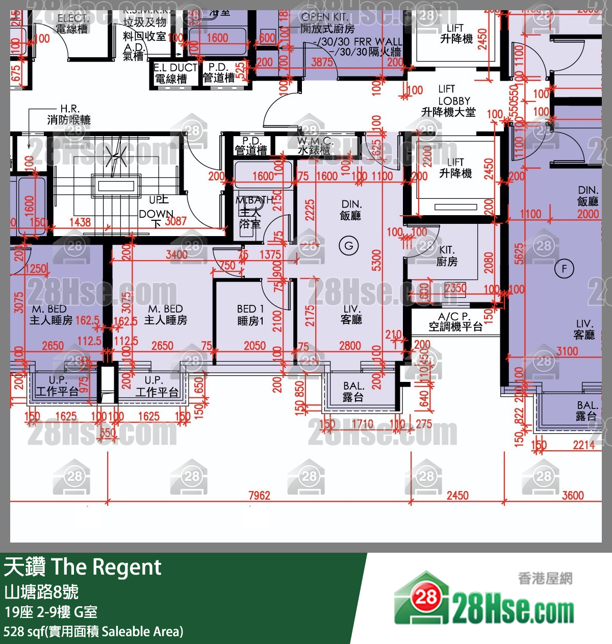 天鑽 19座 6樓 G室 平面圖