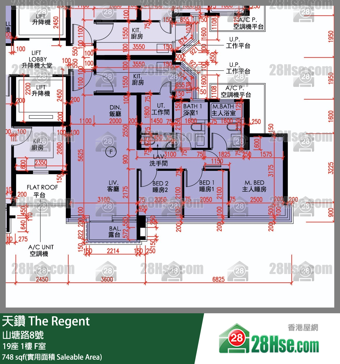 天鑽 19座 1樓 F室 平面圖