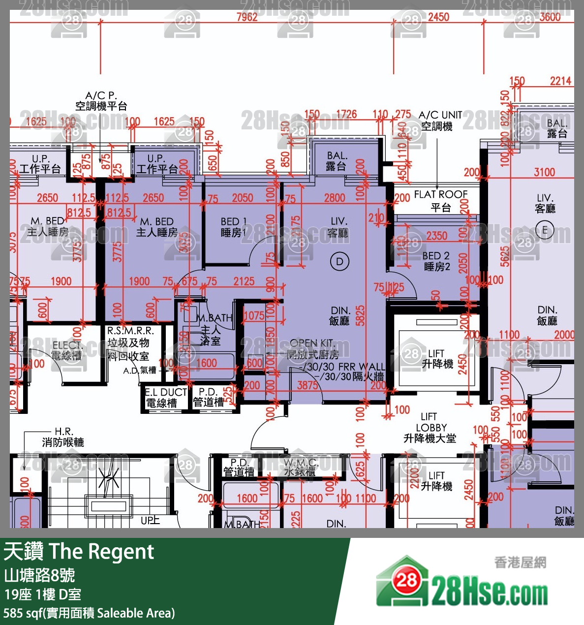 天鑽 19座 1樓 D室 平面圖