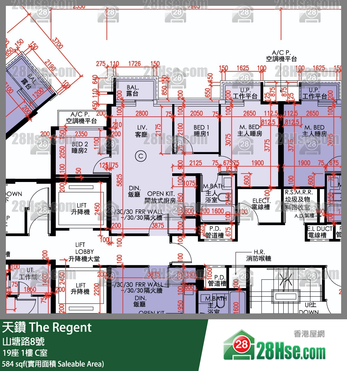 天鑽 19座 1樓 C室 平面圖