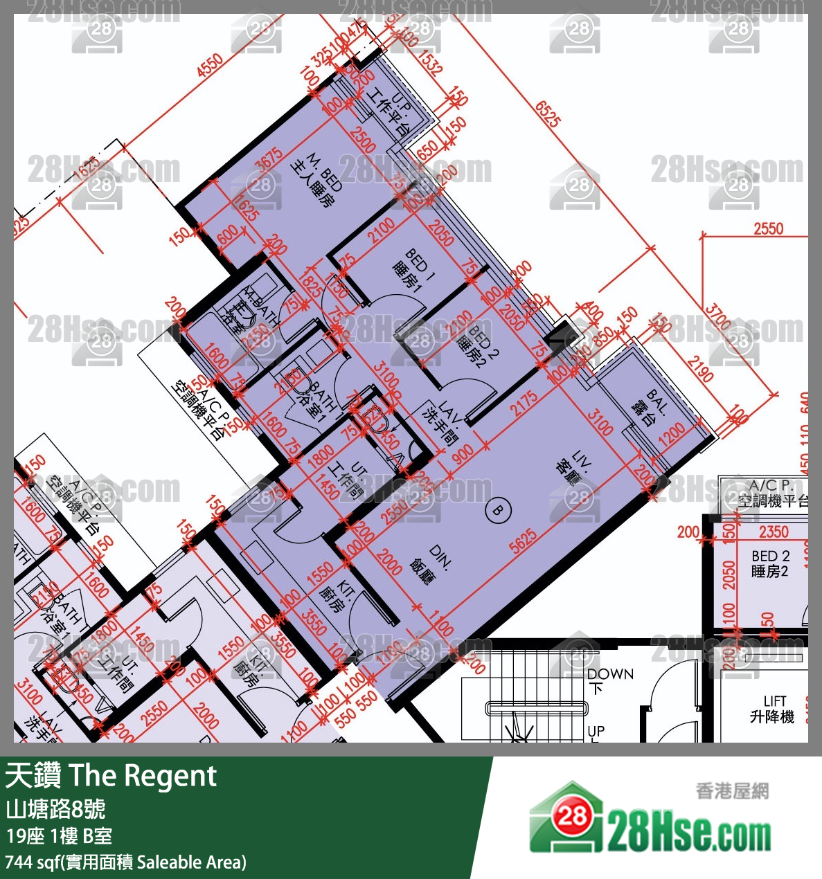 天鑽 19座 1樓 B室 平面圖