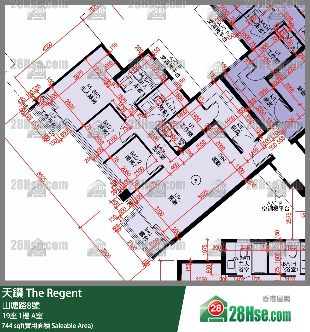 天鑽 19座 1樓 A室 平面圖