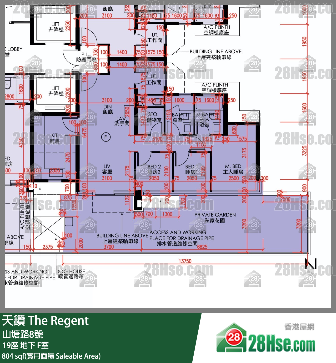 天鑽 19座 F室 平面圖