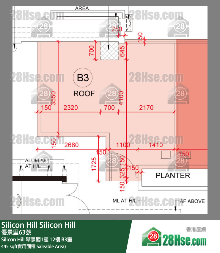 Silicon Hill Silicon Hill 翠景閣1座 12樓 B3室 平面圖
