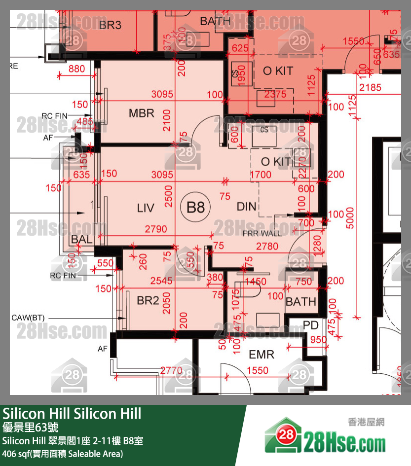 Silicon Hill Silicon Hill 翠景閣1座 10樓 B8室 平面圖