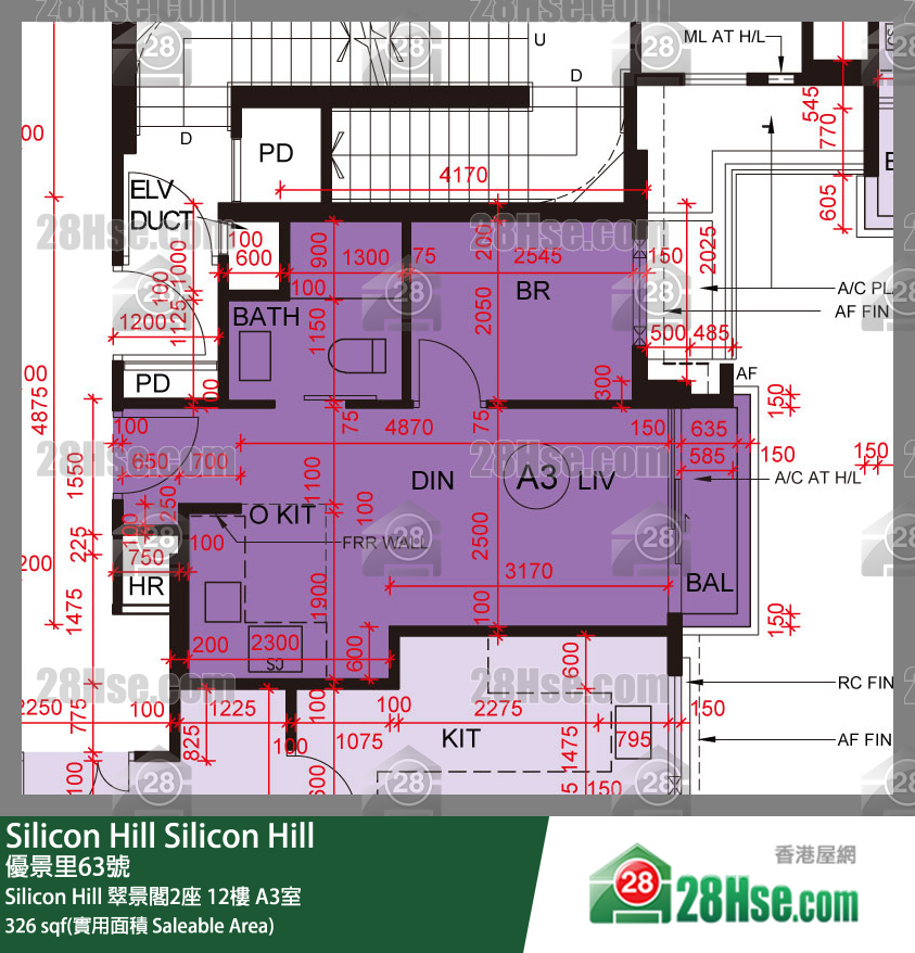 Silicon Hill Silicon Hill 翠景閣2座 12樓 A3室 平面圖