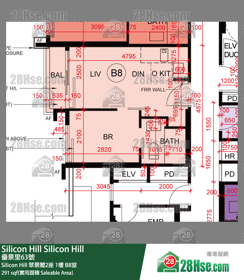 Silicon Hill Silicon Hill 翠景閣2座 1樓 B8室 平面圖