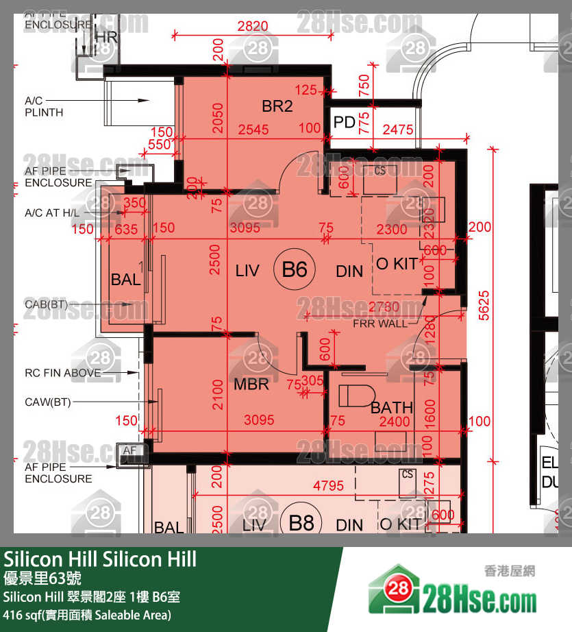 Silicon Hill Silicon Hill 翠景閣2座 1樓 B6室 平面圖