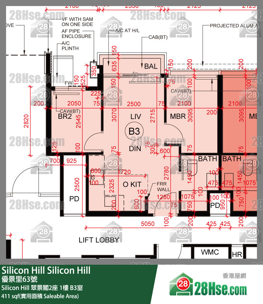 Silicon Hill Silicon Hill 翠景閣2座 1樓 B3室 平面圖