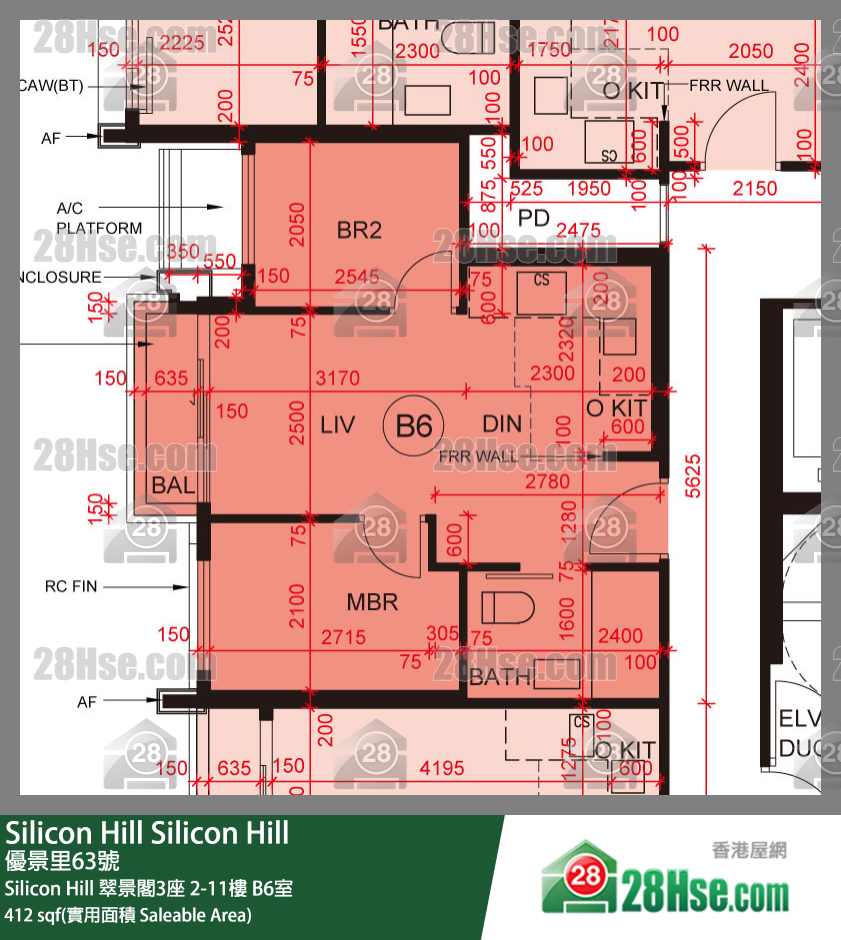 Silicon Hill Silicon Hill 翠景閣3座 9樓 B6室 平面圖