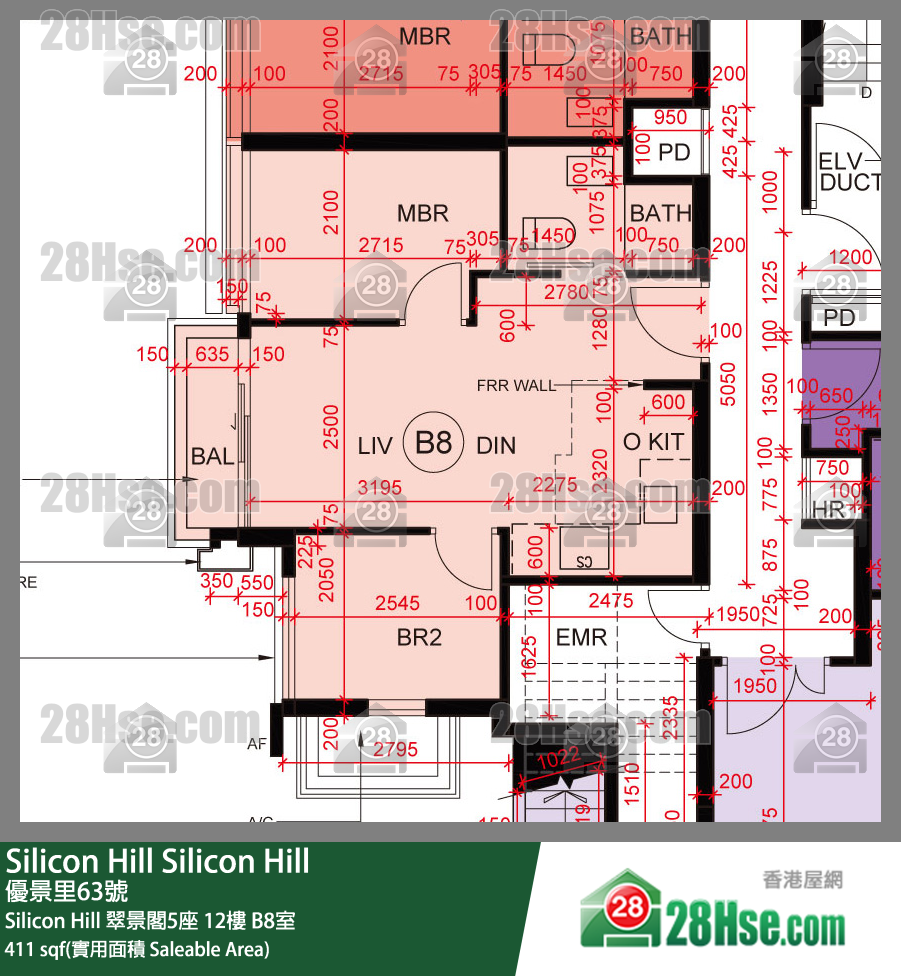 Silicon Hill Silicon Hill 翠景閣5座 12樓 B8室 平面圖