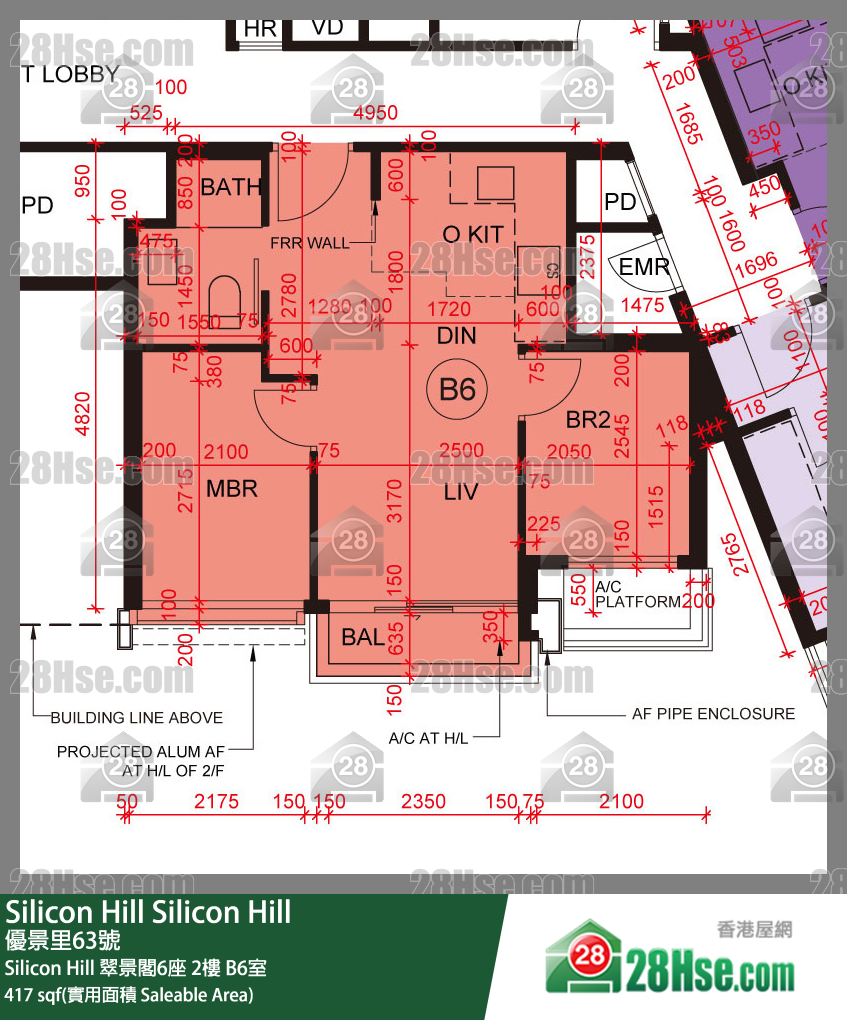 Silicon Hill Silicon Hill 翠景閣6座 2樓 B6室 平面圖