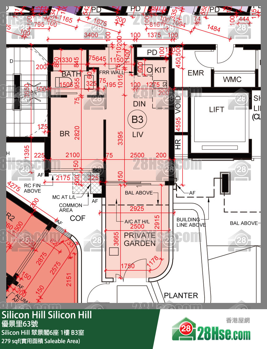 Silicon Hill Silicon Hill 翠景閣6座 1樓 B3室 平面圖