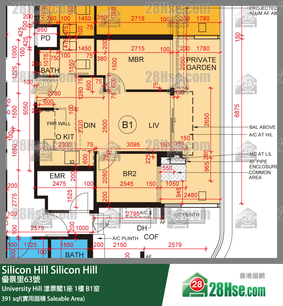 Silicon Hill University Hill 2A期 漾景阁1座 1楼 B1室 平面图