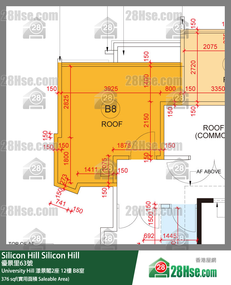 Silicon Hill University Hill 2A期 漾景閣2座 12樓 B8室 平面圖