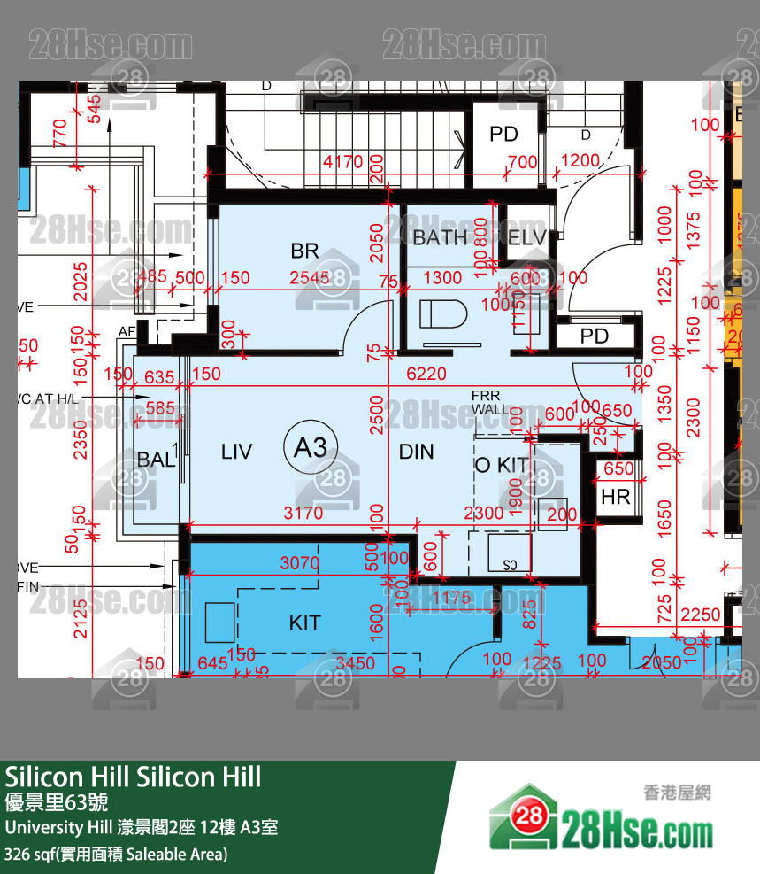 Silicon Hill University Hill 2A期漾景閣2座12樓 A3室 平面圖