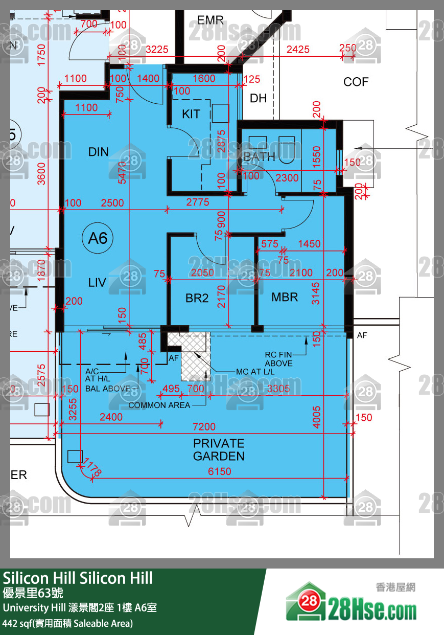 Silicon Hill University Hill 2A期漾景閣2座1樓 A6室 平面圖