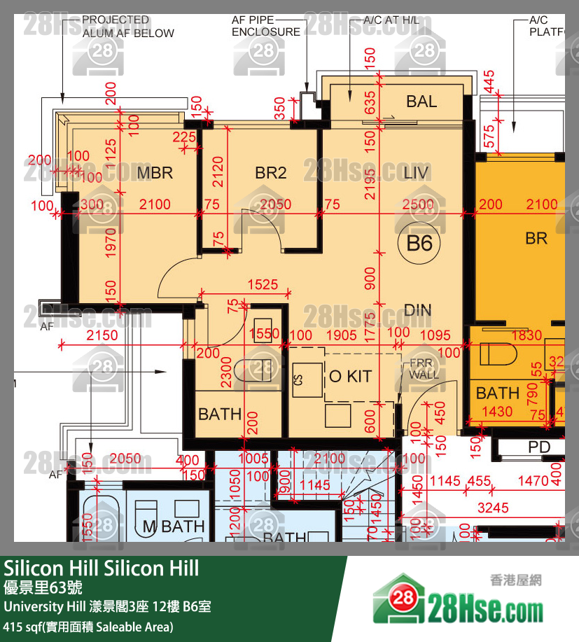 Silicon Hill University Hill 2A期 漾景閣3座 12樓 B6室 平面圖