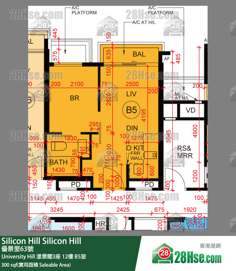 Silicon Hill University Hill 2A期 漾景閣3座 12樓 B5室 平面圖