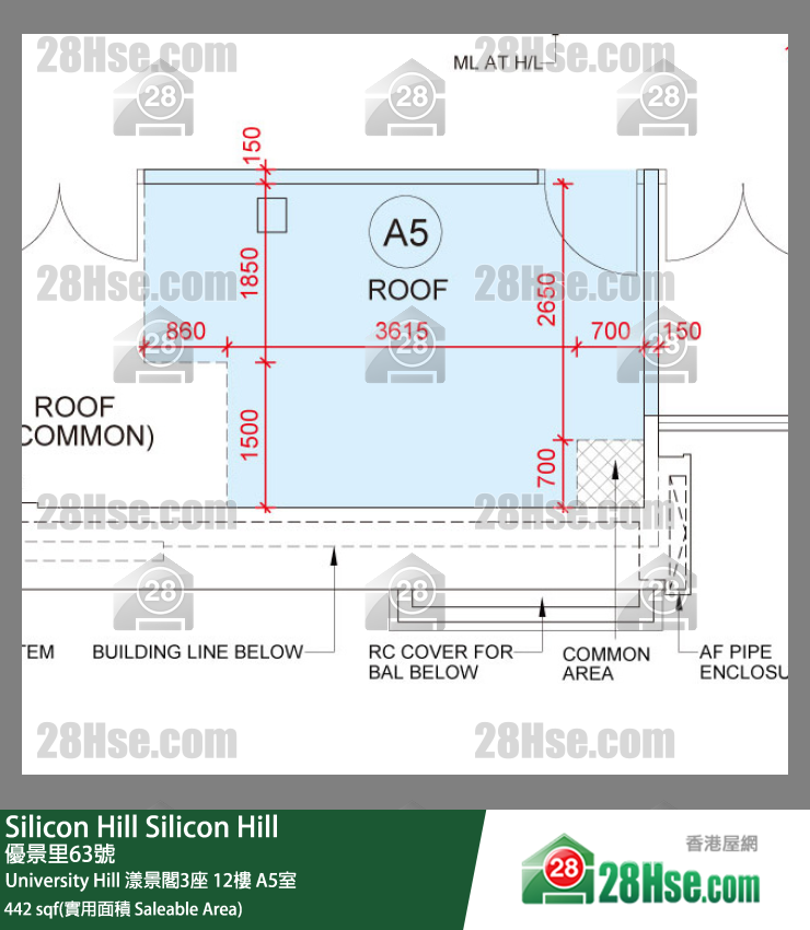 Silicon Hill University Hill 2A期 漾景閣3座 12樓 A5室 平面圖