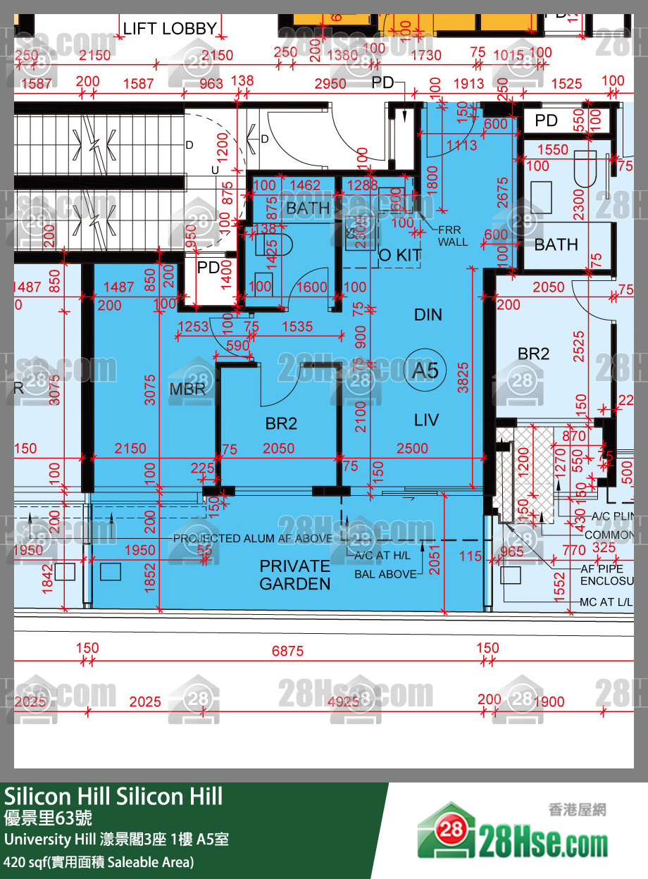 Silicon Hill University Hill 2A期漾景閣3座1樓 A5室 平面圖