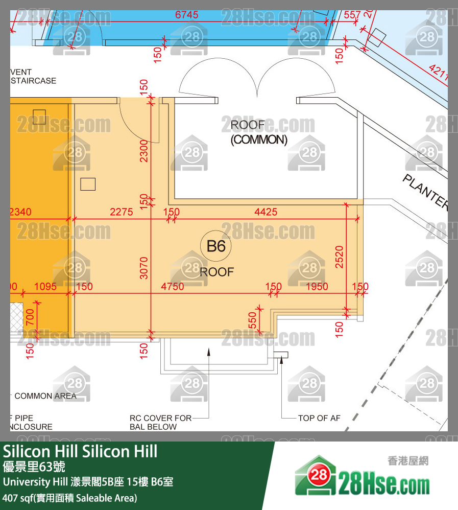 Silicon Hill University Hill 2A期 漾景閣5B座 15樓 B6室 平面圖