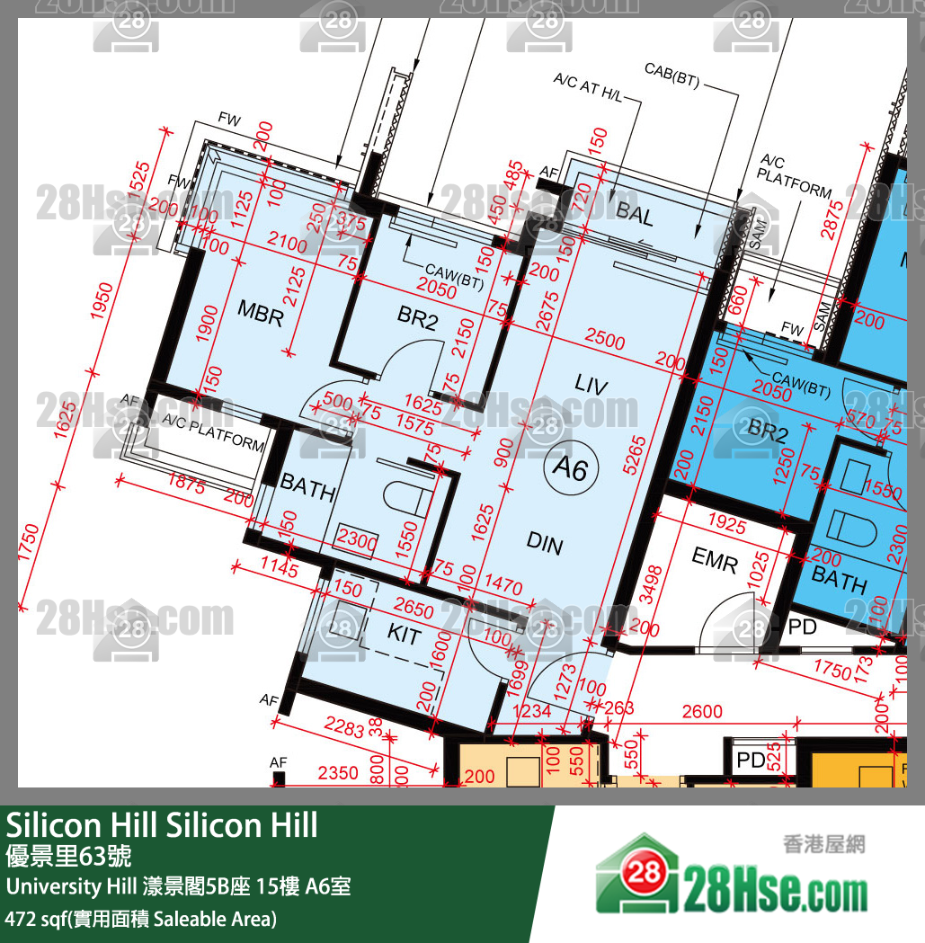 Silicon Hill University Hill 2A期漾景閣5B座15樓 A6室 平面圖