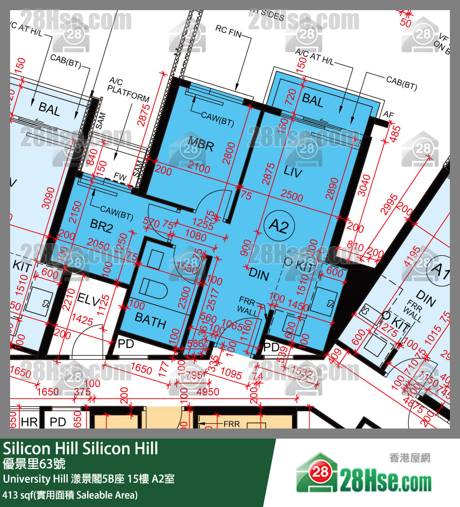 Silicon Hill University Hill 2A期漾景閣5B座15樓 A2室 平面圖