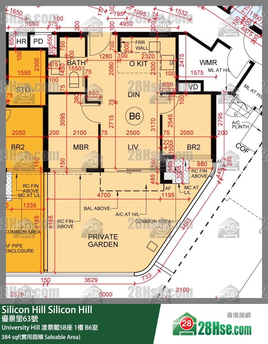 Silicon Hill University Hill 2A期 漾景閣5B座 1樓 B6室 平面圖