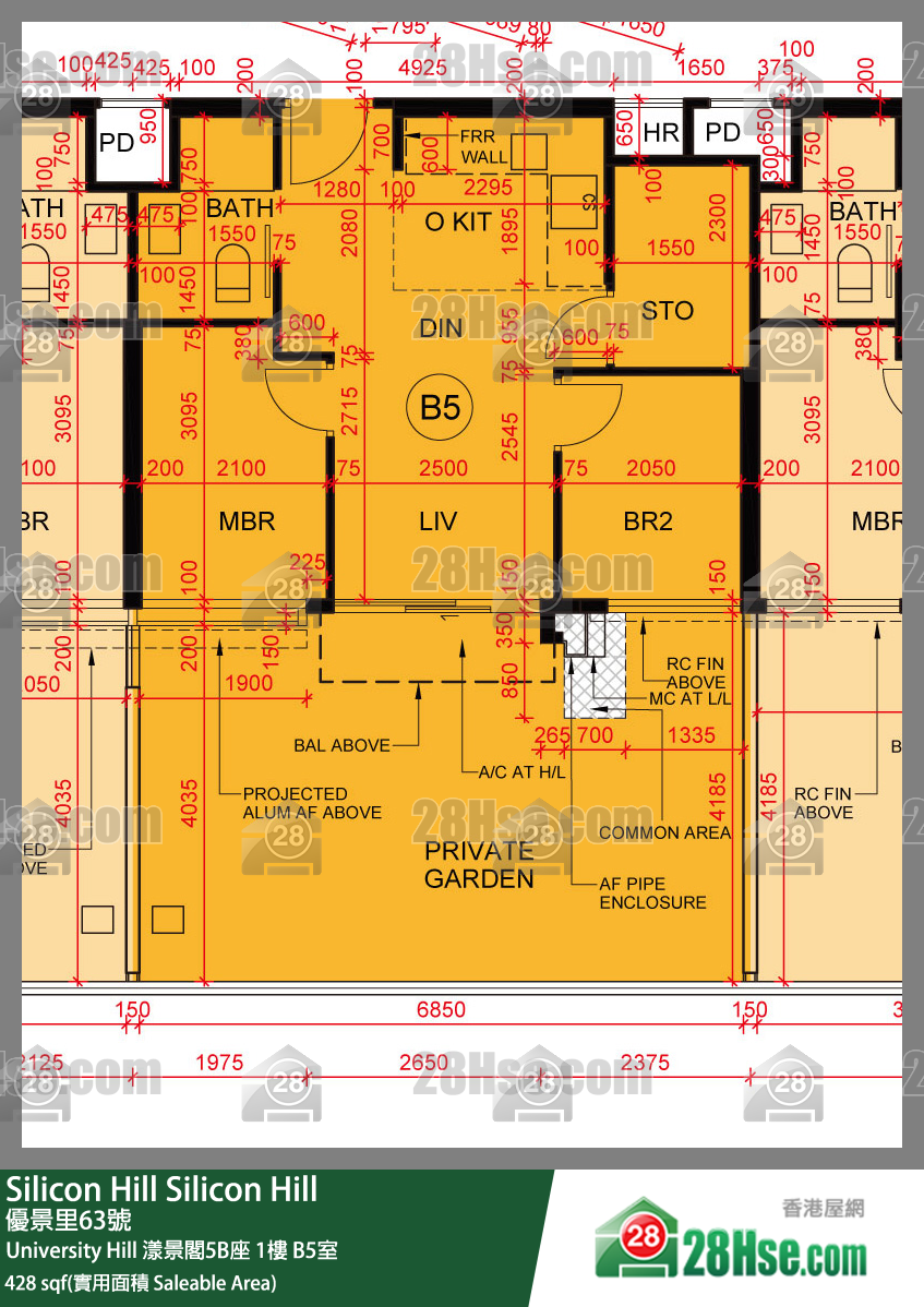 Silicon Hill University Hill 2A期漾景閣5B座1樓 B5室 平面圖