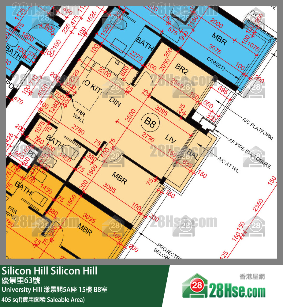 Silicon Hill University Hill 2A期 漾景閣5A座 15樓 B8室 平面圖