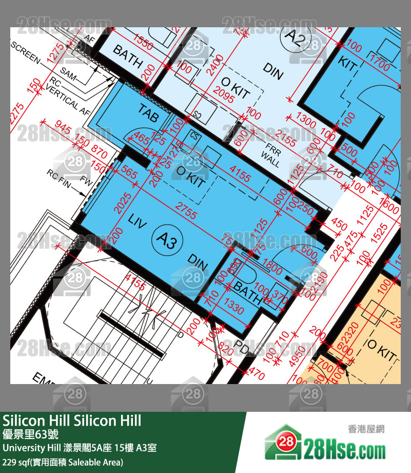 Silicon Hill University Hill 2A期漾景閣5A座15樓 A3室 平面圖