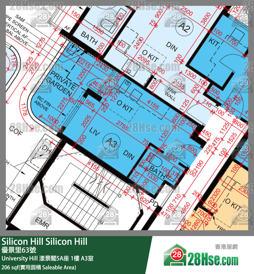 Silicon Hill University Hill 2A期 漾景閣5A座 1樓 A3室 平面圖