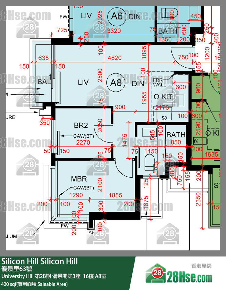 Silicon Hill,  Flat A8, 16/f, Scenic Tower 3, University Hill Phase 2b FloorPlan
