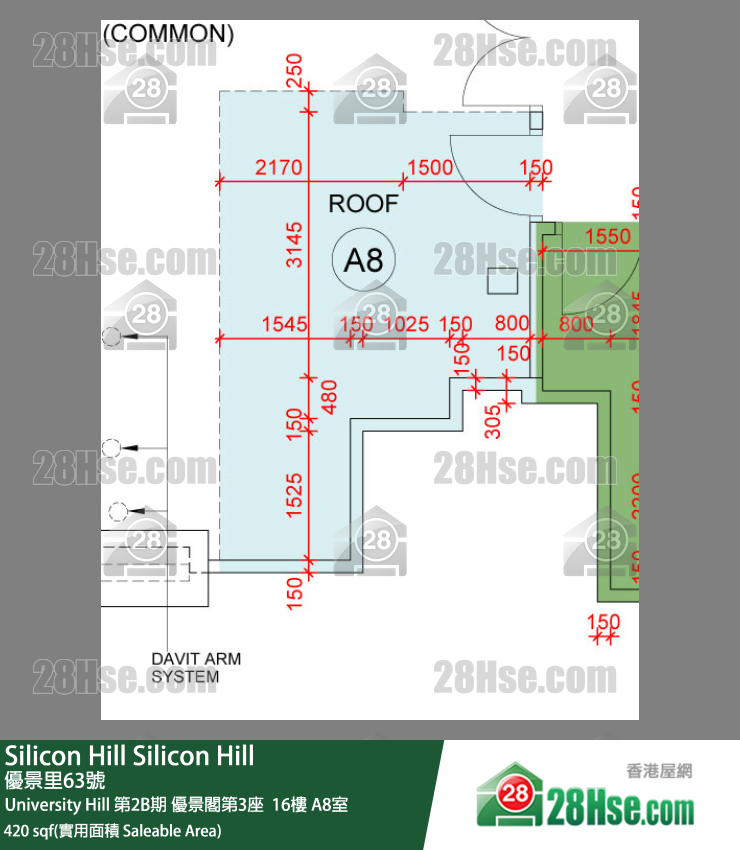 Silicon Hill,  Flat A8, 16/f, Scenic Tower 3, University Hill Phase 2b FloorPlan