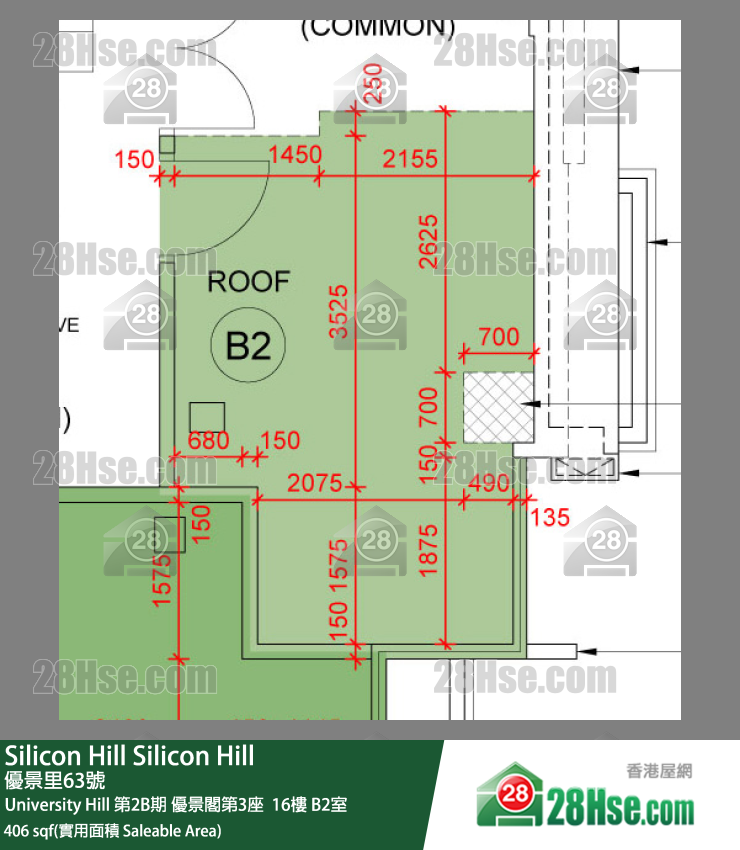 Silicon Hill University Hill 2B期 优景阁第3座  16楼 B2室 平面图