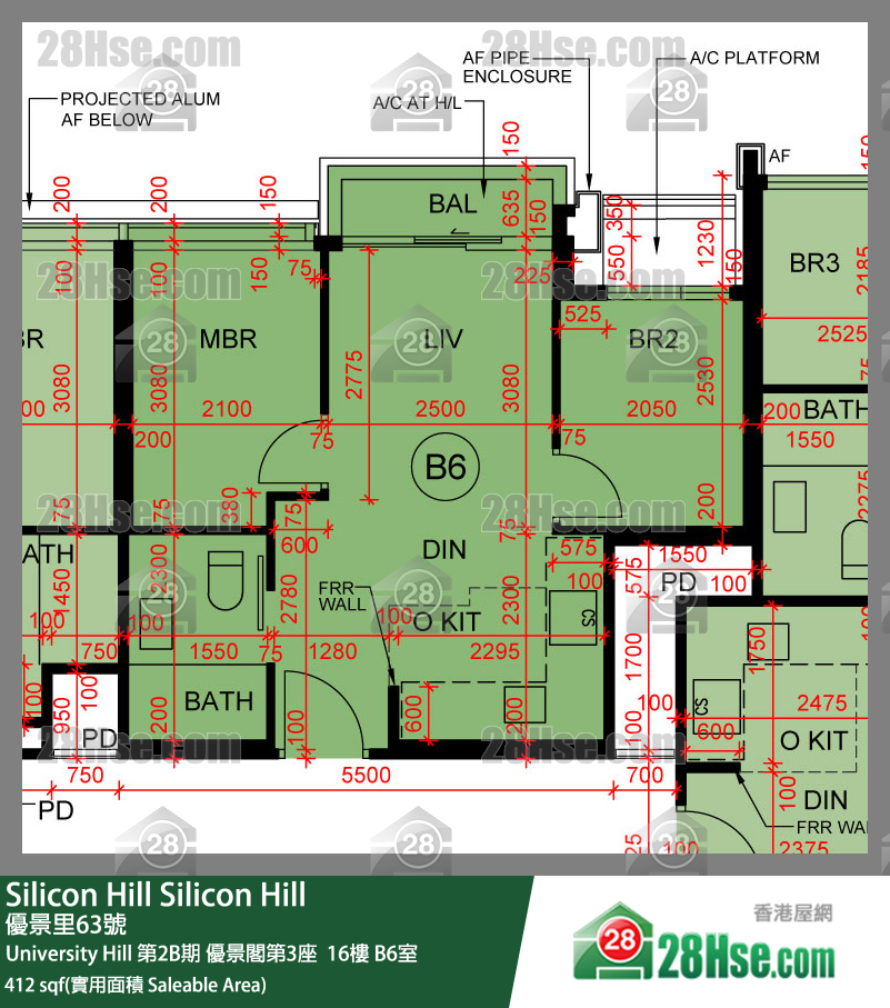 Silicon Hill, Flat B6, 16/F, Scenic Tower 3, Phase 2b FloorPlan