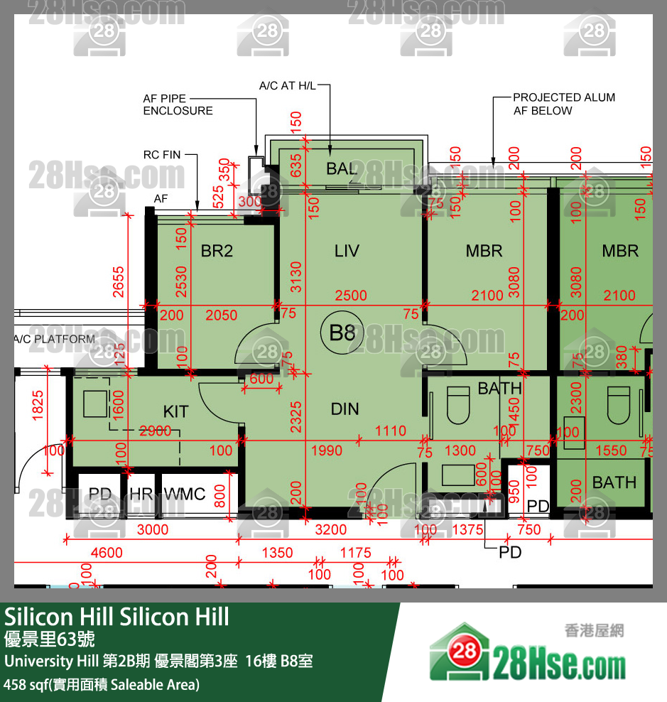 Silicon Hill, Flat B8, 16/F, Scenic Tower 3, Phase 2b FloorPlan