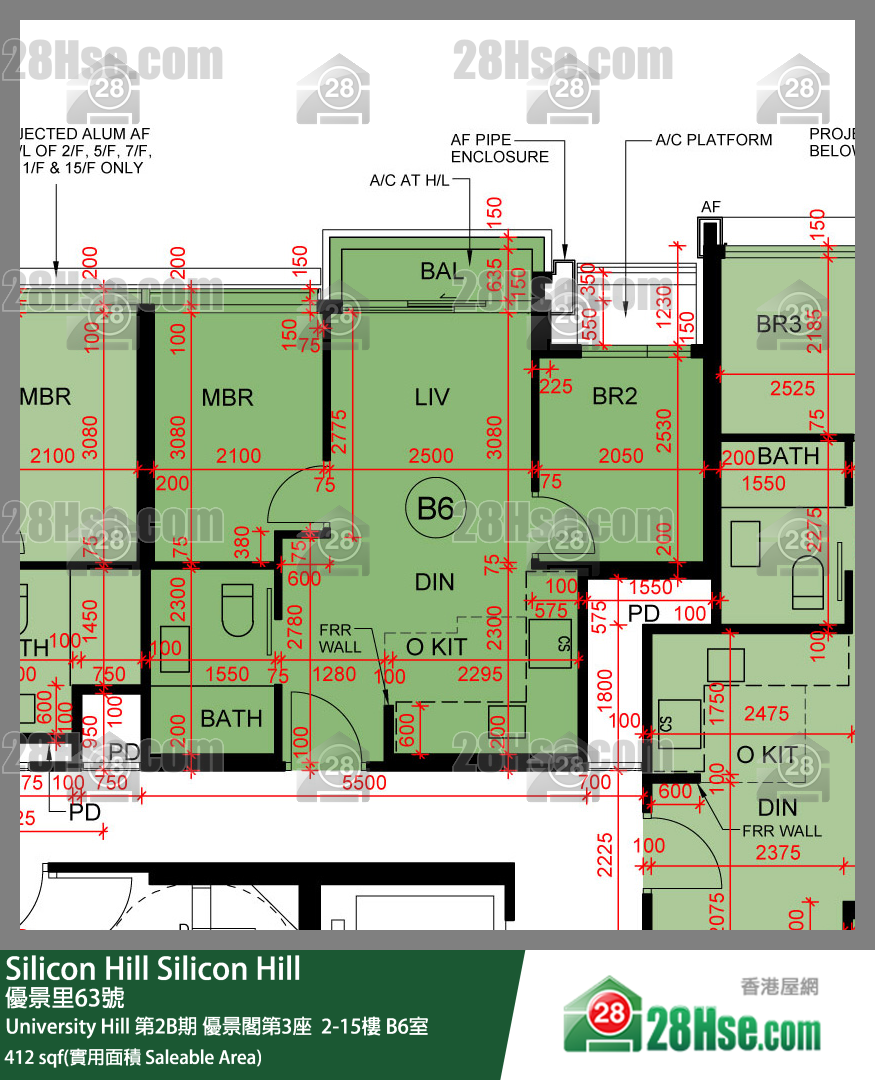 Silicon Hill, Flat B6, 3/F, Scenic Tower 3, Phase 2b FloorPlan