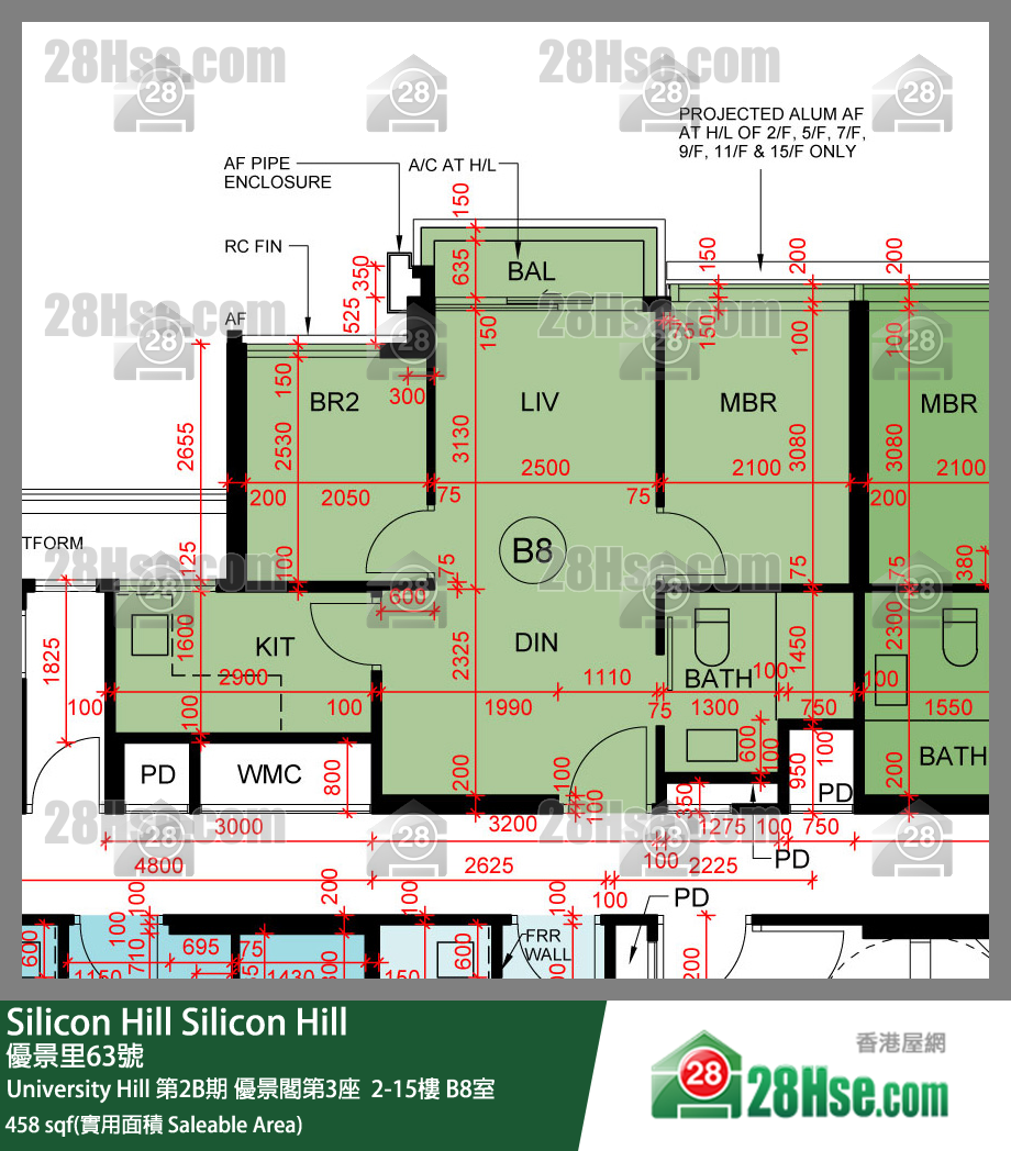 Silicon Hill, Flat B8, 6/F, Scenic Tower 3, Phase 2b FloorPlan