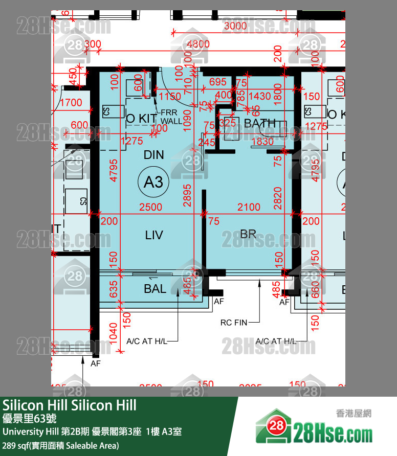 Silicon Hill University Hill 2B期 优景阁第3座  1楼 A3室 平面图