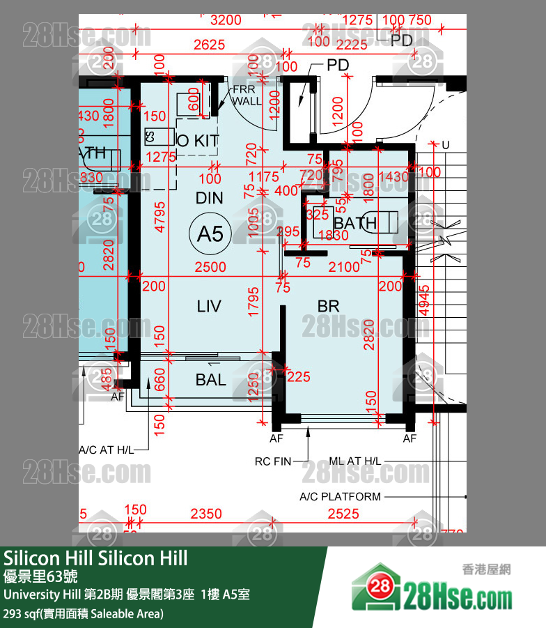 Silicon Hill University Hill 2B期 优景阁第3座  1楼 A5室 平面图