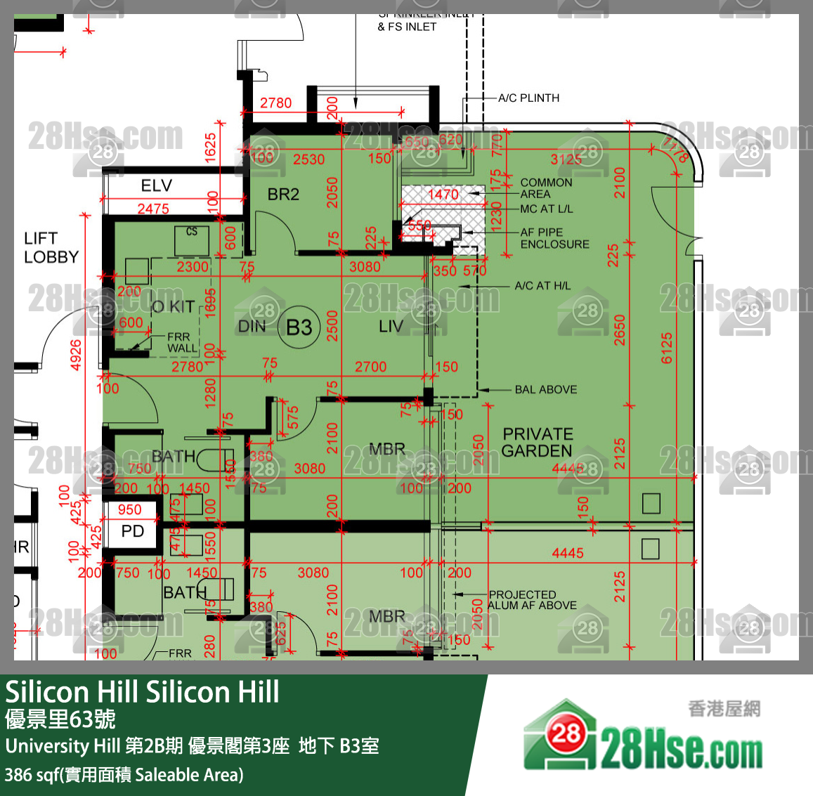 Silicon Hill University Hill 2B期 优景阁第3座  B3室 平面图