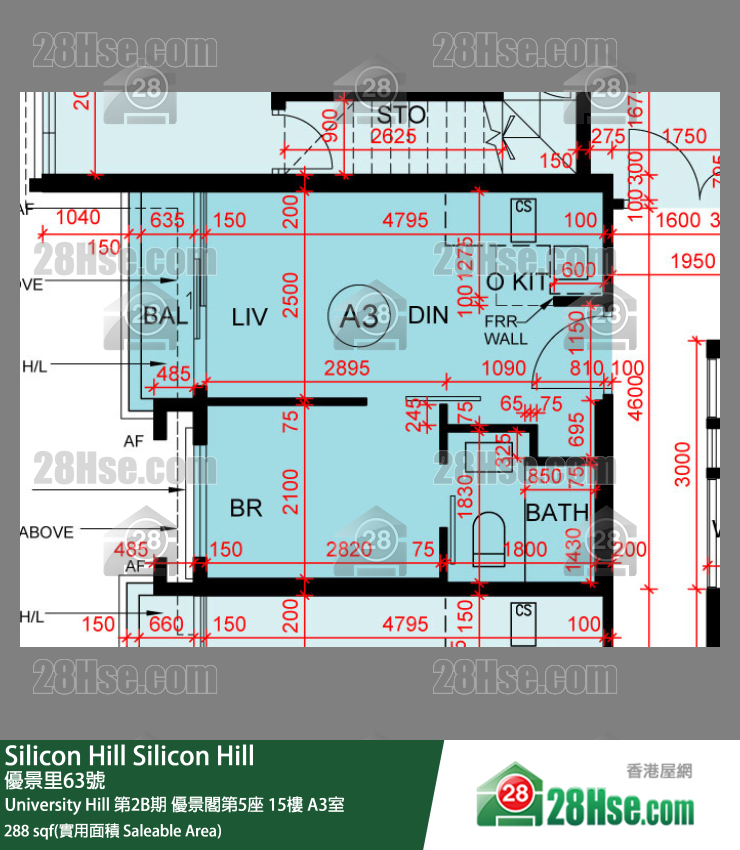 Silicon Hill University Hill 2B期 优景阁第5座 15楼 A3室 平面图