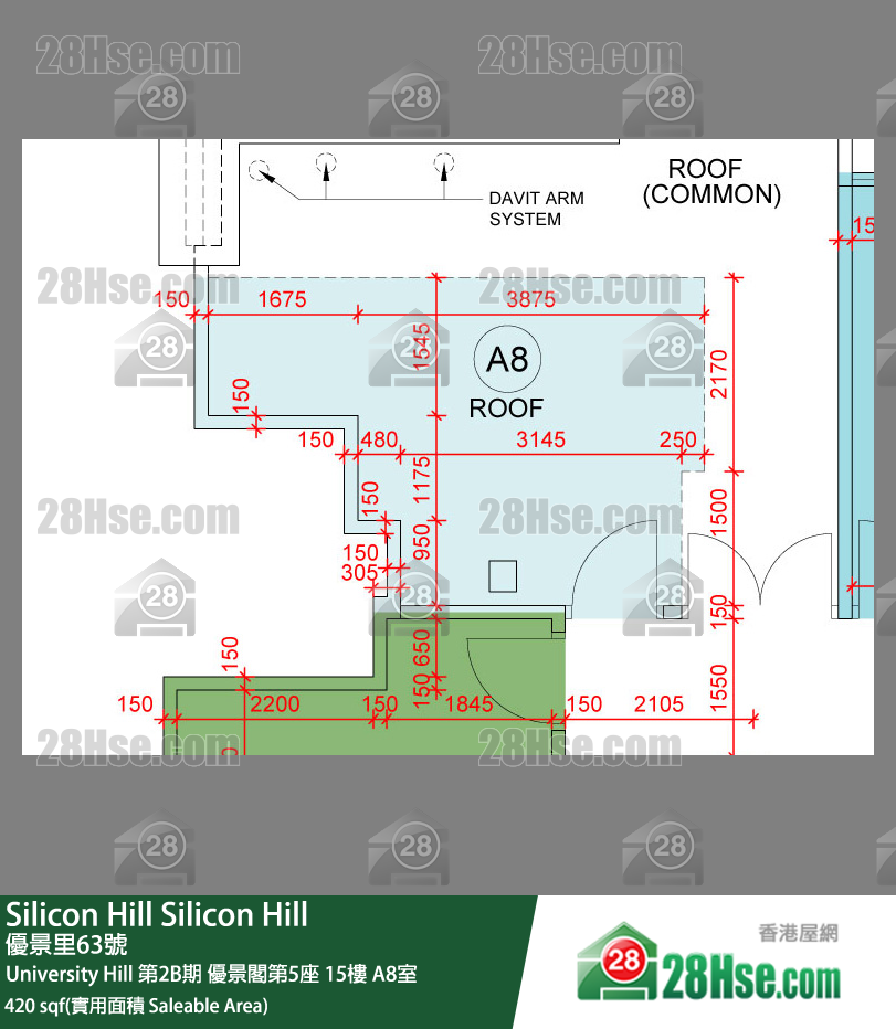 Silicon Hill University Hill 2B期 优景阁第5座 15楼 A8室 平面图