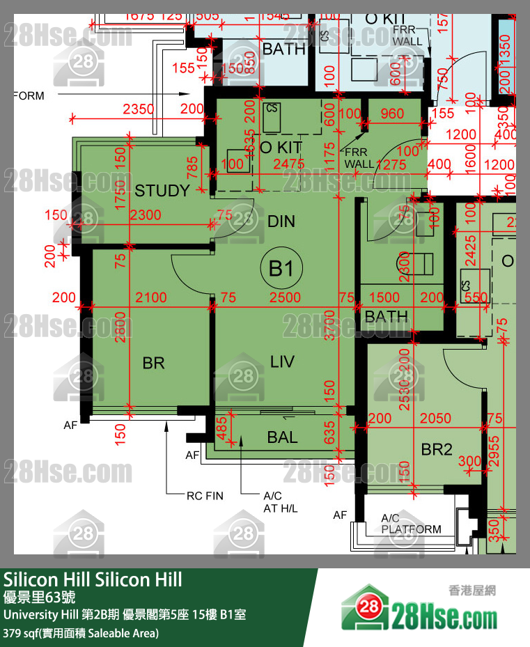 Silicon Hill University Hill 2B期 优景阁第5座 15楼 B1室 平面图