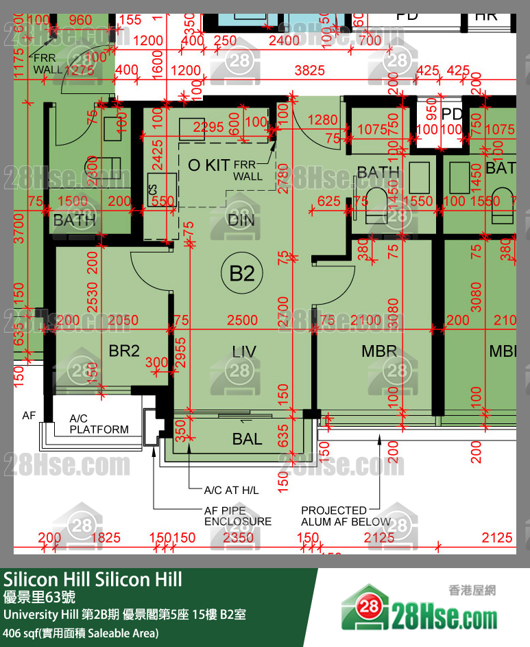 Silicon Hill University Hill 2B期优景阁第5座15楼 B2室 平面图