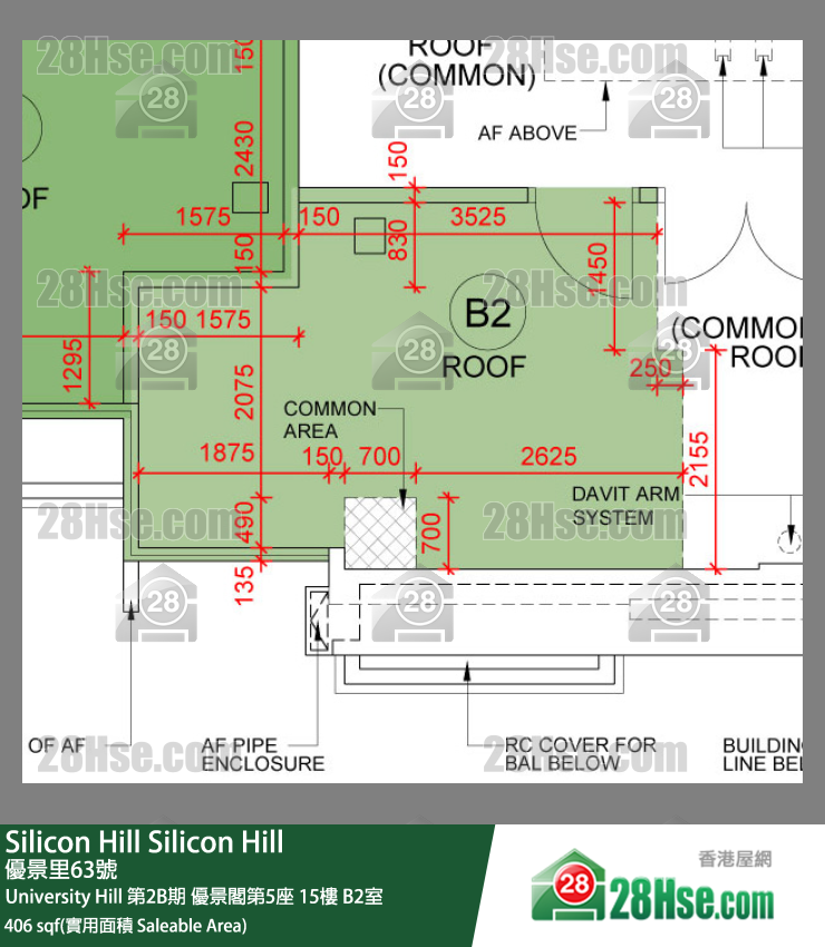 Silicon Hill University Hill 2B期优景阁第5座15楼 B2室 平面图