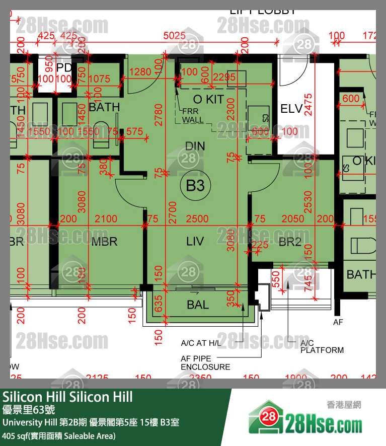 Silicon Hill, Flat B3, 15/F, Scenic Tower 5, Phase 2b FloorPlan