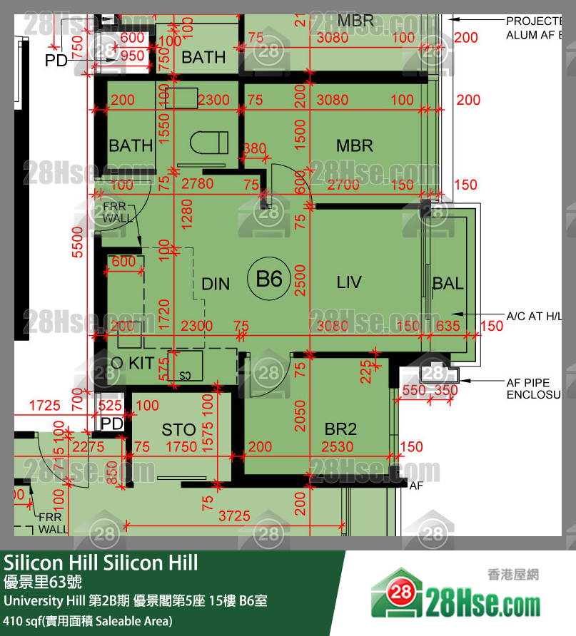 Silicon Hill University Hill 2B期 优景阁第5座 15楼 B6室 平面图